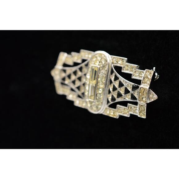 Givenchy Vintage Crystal Pin Brooch Deco Rhinestone Enamel Runway Signed BinF - Picture 2 of 11